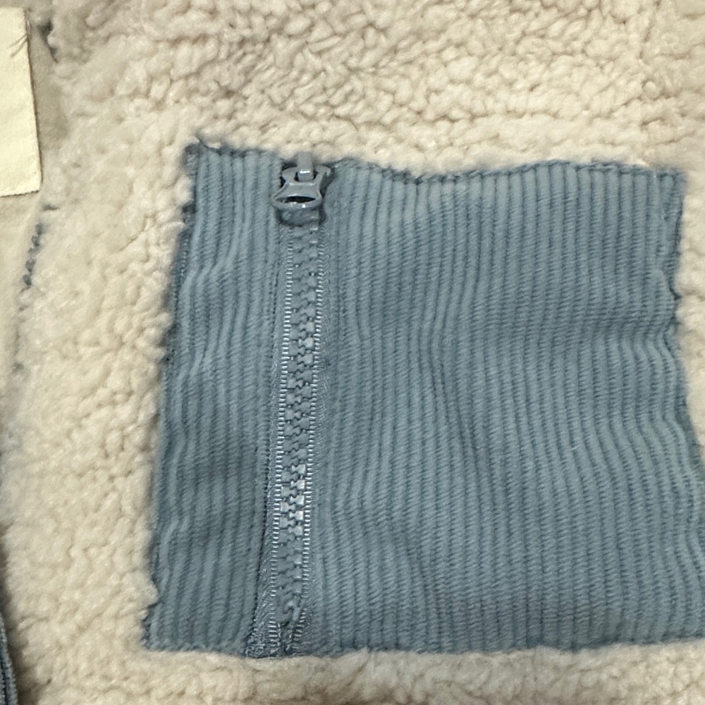 Thread & Supply Teddy Corduroy Vest Ice Blue and Cream - Picture 5 of 6